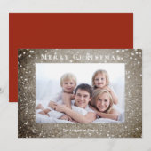 Vrory kerst Elegant Gold Glitter Red Photo Feestdagenkaart (Voorkant / Achterkant)