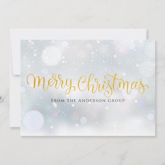 Vrory kerst Elegant Gold Script Business Feestdagenkaart (Voorkant)