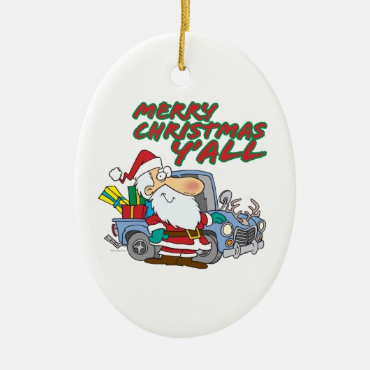 vrory kerst yall redneck santa keramisch ornament (Voorkant)