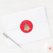 Vrory kerstboom RSVP Roos Gold Red Stars Ronde Sticker (Envelop)