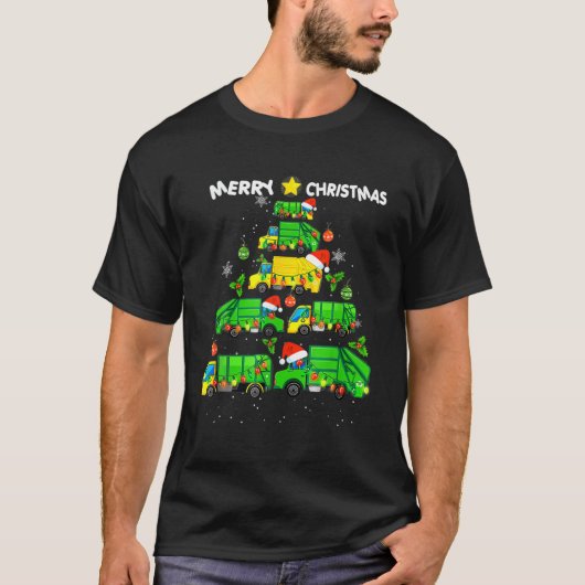Vrory kerstboomvuilniswagens Funny Xmas Boys T-shirt (Voorkant)