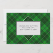 Vrory kerstfamilie Foto Green Tartan Style Kaart (Achterkant)