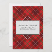 Vrory kerstfamilie Foto Red Tartan Style Kaart (Achterkant)