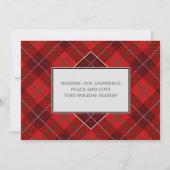 Vrory kerstfamilie Foto Red Tartan Style Kaart (Achterkant)