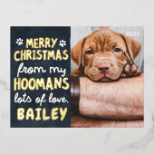 Vrory kerstfeest Funny Modern Pet Aangepaste foto Folie Feestdagen Briefkaart (Voorkant)