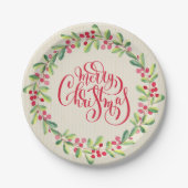 Vrory KerstGreens Berries Papieren Bordje (Voorkant)