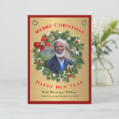Vrory KerstHappy Nieuwjaar Gold Red Foto Feestdagenkaart (Staand voorkant)