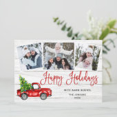 Vrory kerstjaar rood Boerderij 3 Foto Feestdagenkaart (Staand voorkant)