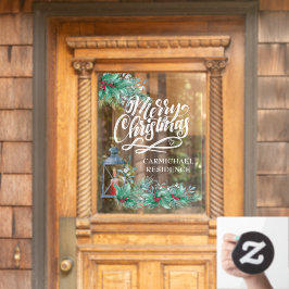 Vrory Kerstkalligrafie Lantern Holly Garlands Raamsticker