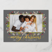 Vrory Kerstkool Gold Elegant Script Folie Feestdagenkaart (Voorkant)