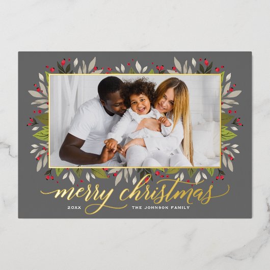 Vrory Kerstkool Gold Elegant Script Folie Feestdagenkaart (Voorkant)