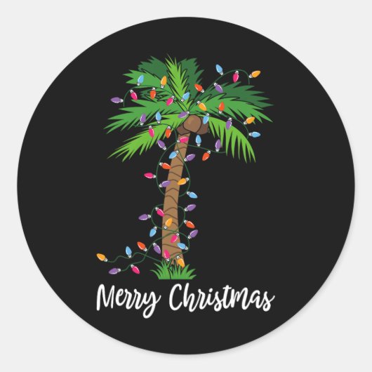 Vrory kerstlampjes palm Beach Pajama Ronde Sticker (Voorkant)