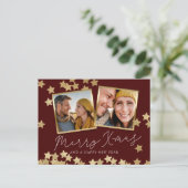 Vrory Kerstmis 2 Fotovakantie Briefkaart Red Gold (Staand voorkant)