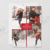 Vrory Kerstmis 4 Foto Collage Red Feestdagenkaart (Voorkant)