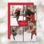 Vrory Kerstmis 4 Foto Collage Red Feestdagenkaart<br><div class="desc">Uw achternaam en de groet Zacht Kerstmis en Gelukkig Nieuwjaar in het rode kruis met uw favoriete fotocollage op de voorkant en uw voornamen op de achterkant van deze feestelijke groet kaarten. MEER KLEUREN in onze winkel. De Live Design Service kan u indien nodig helpen met de lay-out van uw...</div>