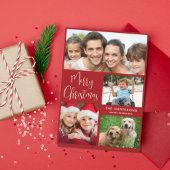 Vrory Kerstmis 4 Foto Rood Feestdagenkaart