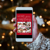 Vrory Kerstmis 4 Foto Rood Feestdagenkaart