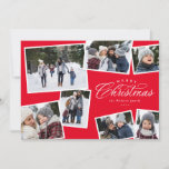 Vrory Kerstmis 7 foto collage rode familie Feestdagenkaart<br><div class="desc">Deze zeven-foto vakantiekaart is voorzien van een elegante prettige kerstbehandeling en ruimte voor aangepaste tekst. De collage van foto's maakt het een perfecte kerstkaart voor het delen van de hoogtepunten van het jaar of het beste van een familiefoto. De rode en witte kleuren, de heldere en feestelijke kleuren en de...</div>