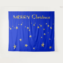 Vrory Kerstmis Gold Blue Photo Booth Backdrop Wandkleed