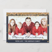 Vrory Kerstmis Gold Glitter Lijst Foto Feestdagenkaart (Voorkant)