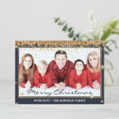 Vrory Kerstmis Gold Glitter Lijst Foto Feestdagenkaart (Staand voorkant)