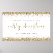 Vrory Kerstmis Gold Glitter Name White Poster (Voorkant)