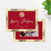 Vrory Kerstmis Gold Lijst Red Family Foto Visitekaartje (Bureau)