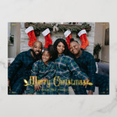 Vrory Kerstmis Holly Berry Elegant Custom Photo Folie Feestdagenkaart (Voorkant)