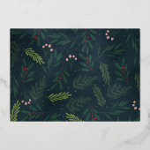 Vrory Kerstmis Holly Berry Elegant Custom Photo Folie Feestdagenkaart (Achterkant)