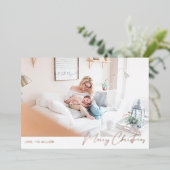 Vrory Kerstmis Modern Minimalistische Foto 2 Folie Uitnodiging (Staand Voorkant)