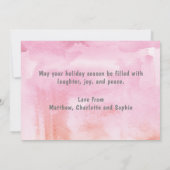 Vrory Kerstmis Modern Pink Waterverf Drie Foto (Achterkant)