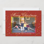 Vrory Kerstmis Modern Red Gold Cute-serie Foto Feestdagenkaart (Voorkant)