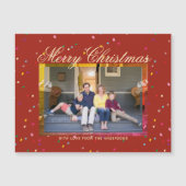 Vrory Kerstmis Modern Red Gold-fotokaart (Voorkant)