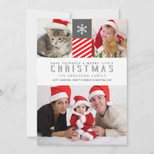 Vrory Kerstmis Modern Stripes Holiday-fotokaarten Feestdagenkaart