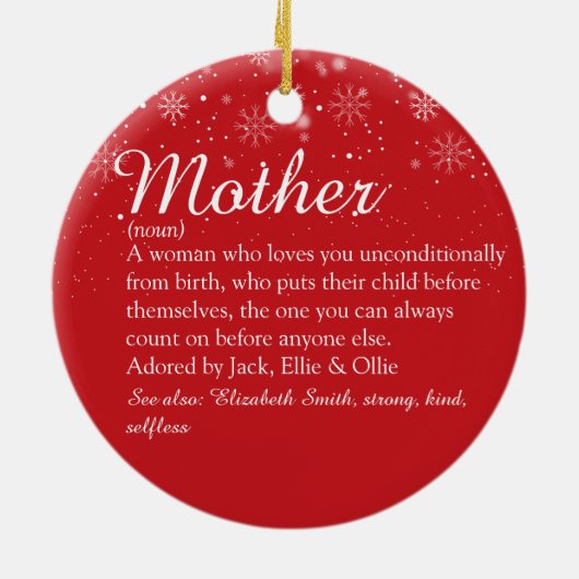 Vrory Kerstmis moeder moeder moeder definitie Keramisch Ornament (Achterkant)