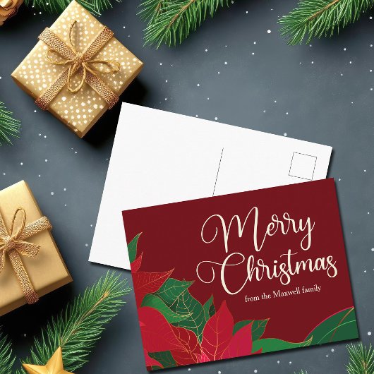 Vrory Kerstmis Poinsettia Elegant Red Custom Briefkaart