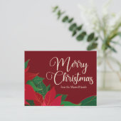 Vrory Kerstmis Poinsettia Elegant Red Custom Briefkaart (Staand voorkant)