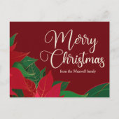 Vrory Kerstmis Poinsettia Elegant Red Custom Briefkaart (Voorkant)
