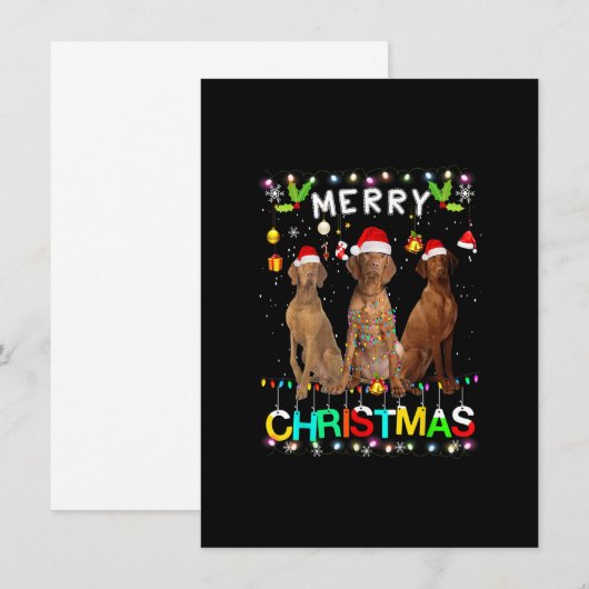 Vrory Kerstmis Shirt Santa Hat Lights Kaart (Voorkant / Achterkant)