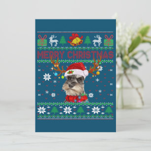 Vrory Kerstmis Ugly Dog Schnauzer Santa Hat Feestdagenkaart