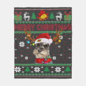Vrory Kerstmis Ugly Dog Schnauzer Santa Hat Fleece Deken (Voorkant)