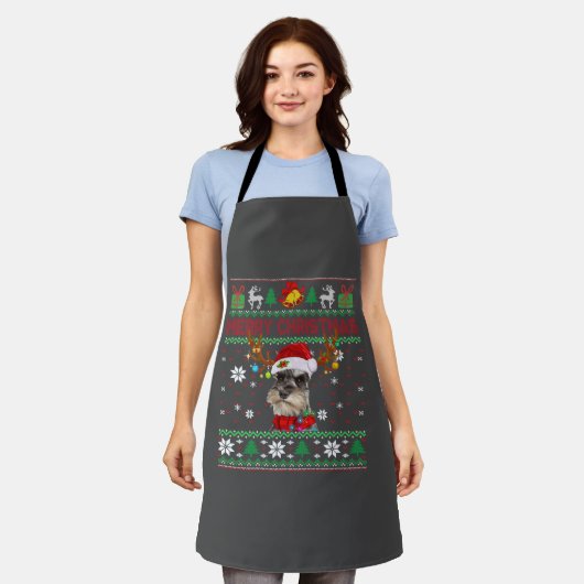 Vrory Kerstmis Ugly Dog Schnauzer Santa Hat Schort (Gedragen)