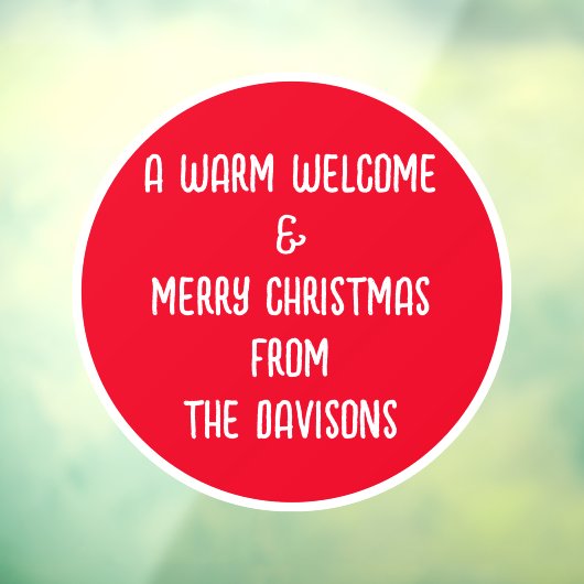 Vrory Kerstmis Welkomstnaam Rood Wit Raamsticker (Vel 3)