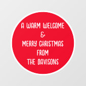 Vrory Kerstmis Welkomstnaam Rood Wit Raamsticker (Vel)