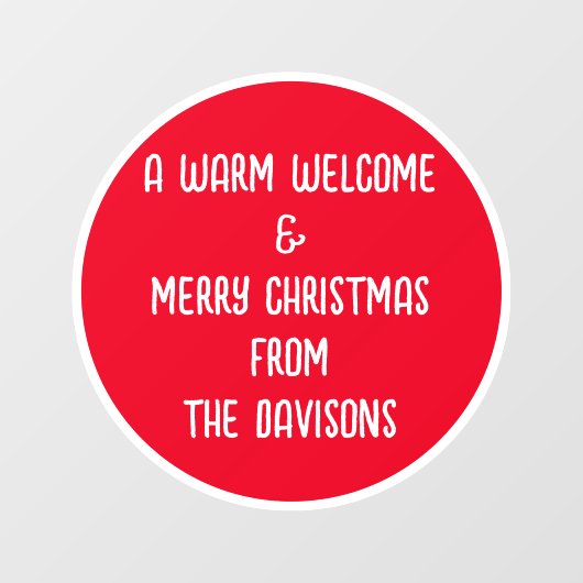 Vrory Kerstmis Welkomstnaam Rood Wit Raamsticker (Vel)