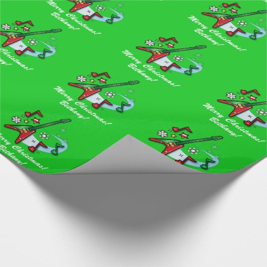 Vrory kerstnaam  Rock Guitar Cadeaupapier (Hoek)