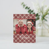 Vrory KerstRed Tartan Pset Foto's Feestdagenkaart (Staand voorkant)