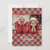 Vrory KerstRed Tartan Pset Foto's Feestdagenkaart (Voorkant)