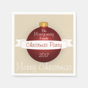 Vrory Kerstrood Ornament lint familienaam Servet