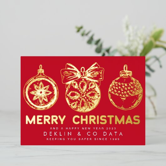 Vrory Kerstry Happy Nieuwjaar Business Logo Foto Folie Feestdagenkaart (Staand Voorkant)